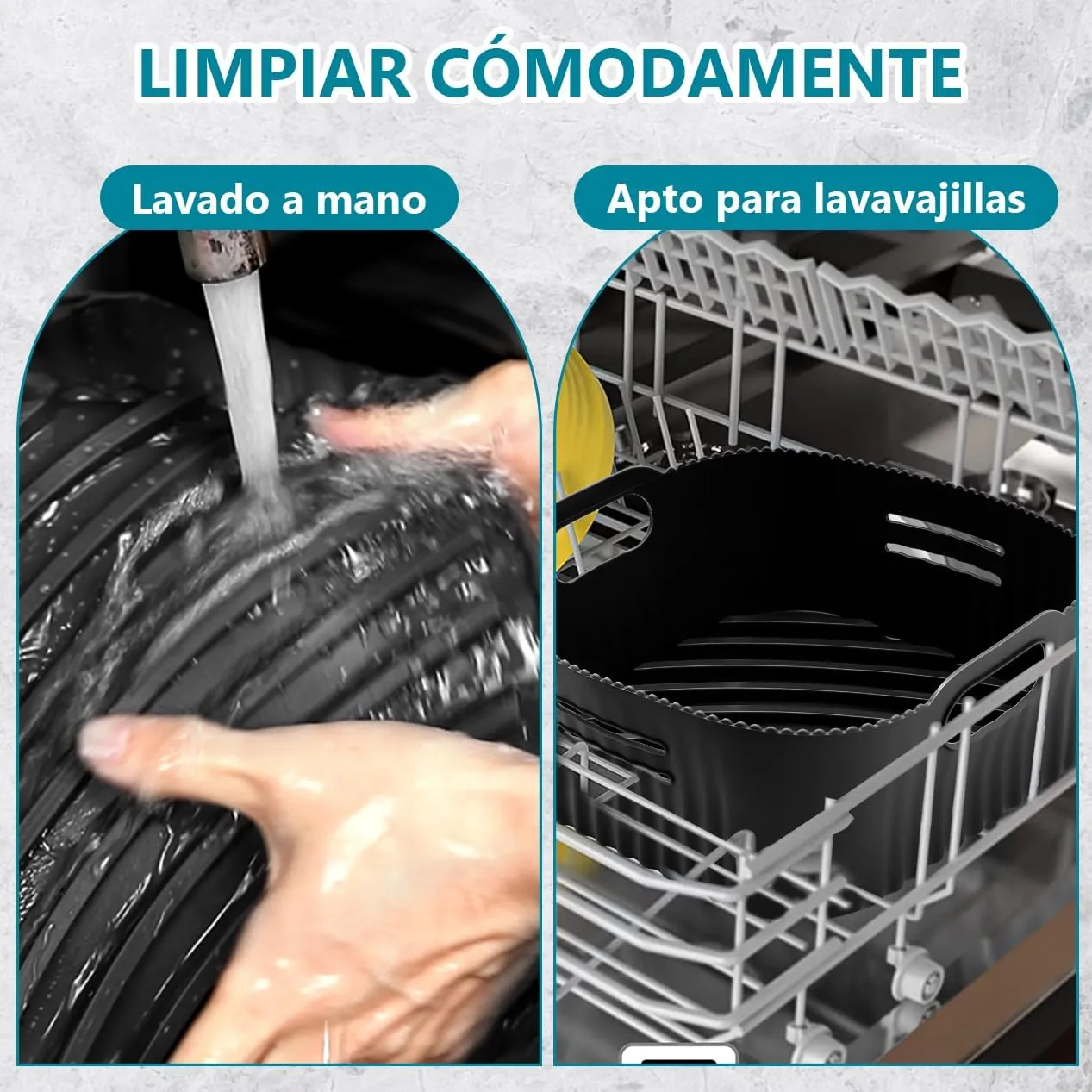 21CM Molde Silicona Freidora de Aire, 2PCS Cuadrado Accesorios Freidoras de Aire para COSORI 5,5L 4,7L, Cecotec 6L, 5,5L, Reutil