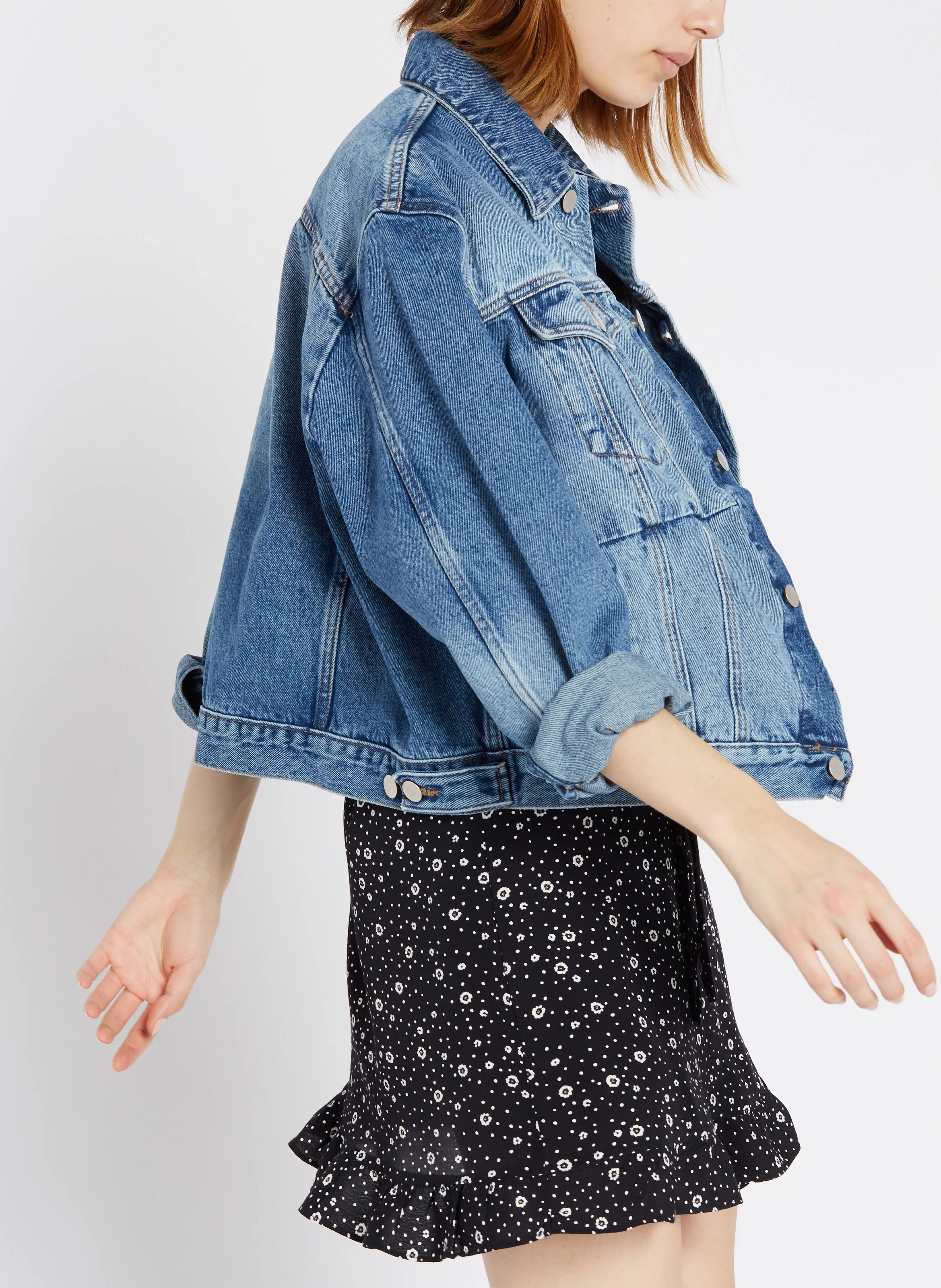 ACQUAVERDE TERENCE - Chaqueta vaquera holgada con cuello clásico en azul