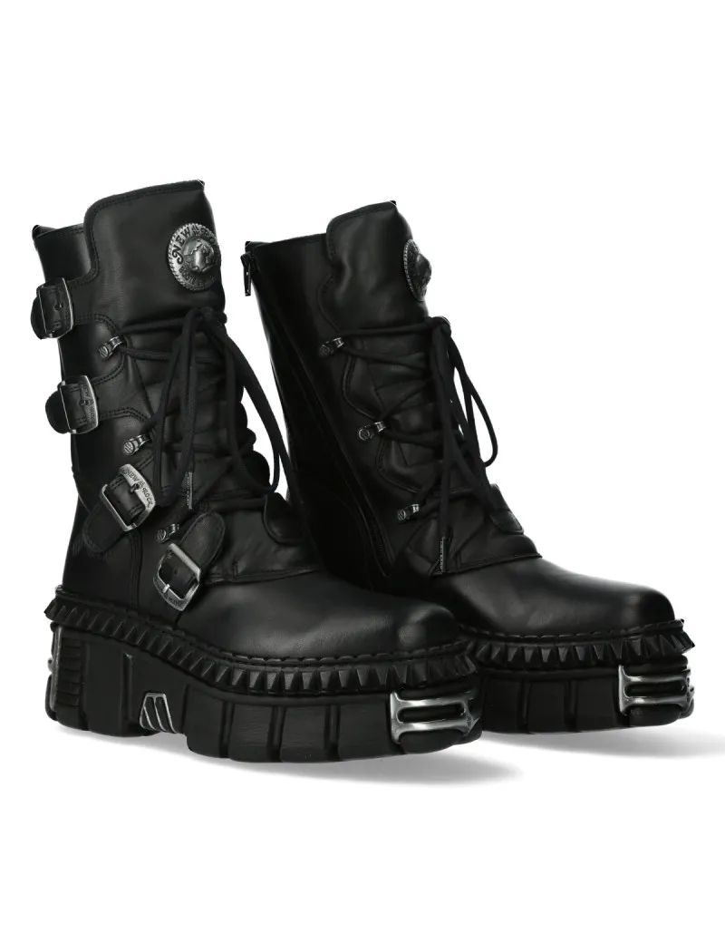 Botas newrock de piel negras itali tower