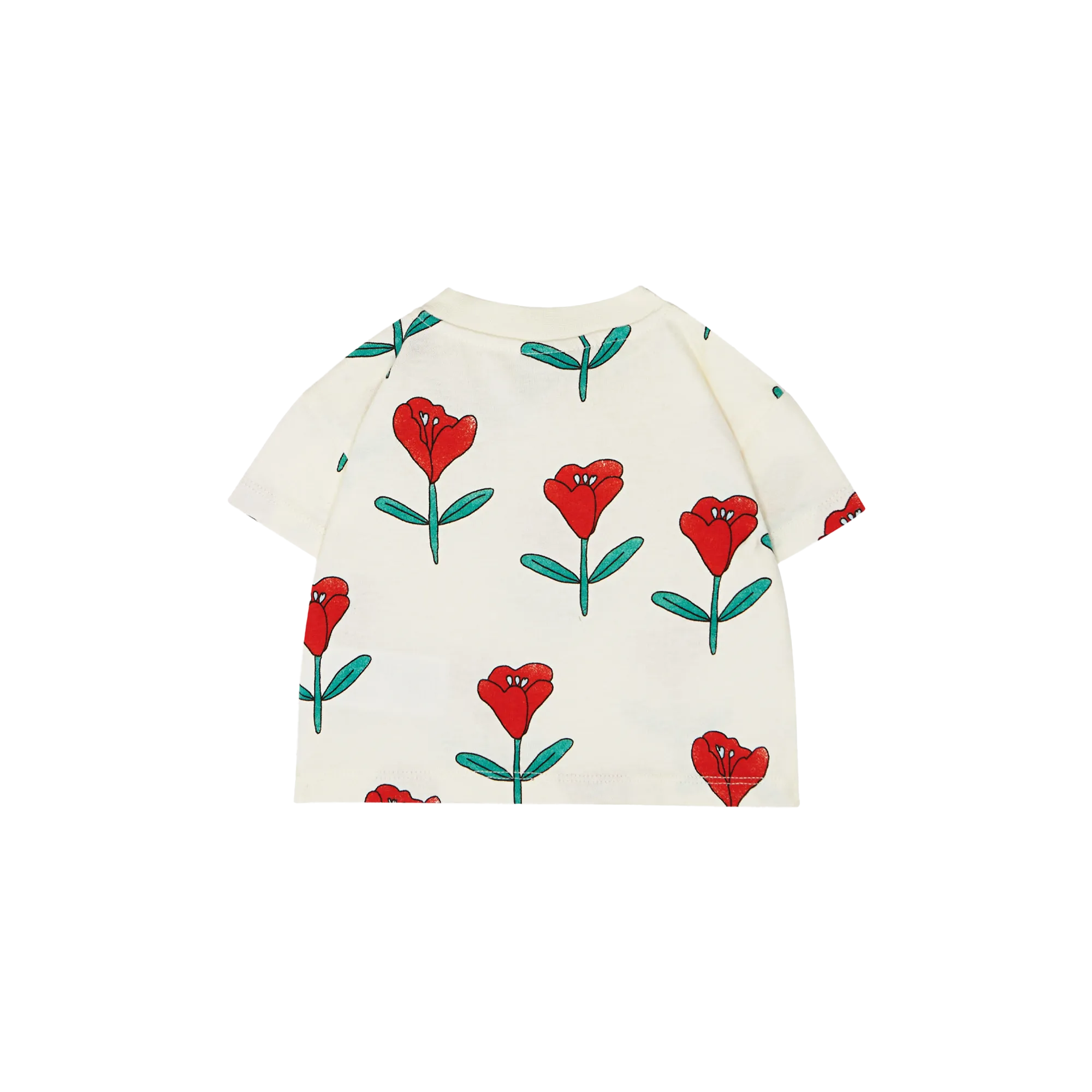 Camiseta holgada de algodón estampada con cuello redondo en blanco