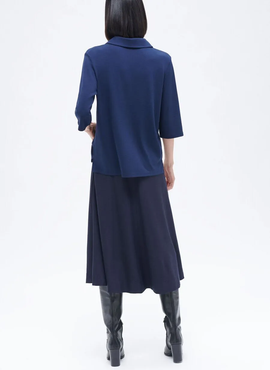 CAROLL ELISA - Camiseta holgada con cuello polo en azul
