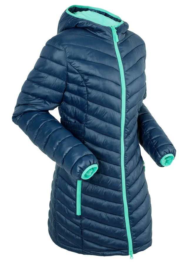 Chaqueta larga guateada ultraligera en bolsa Azul marino