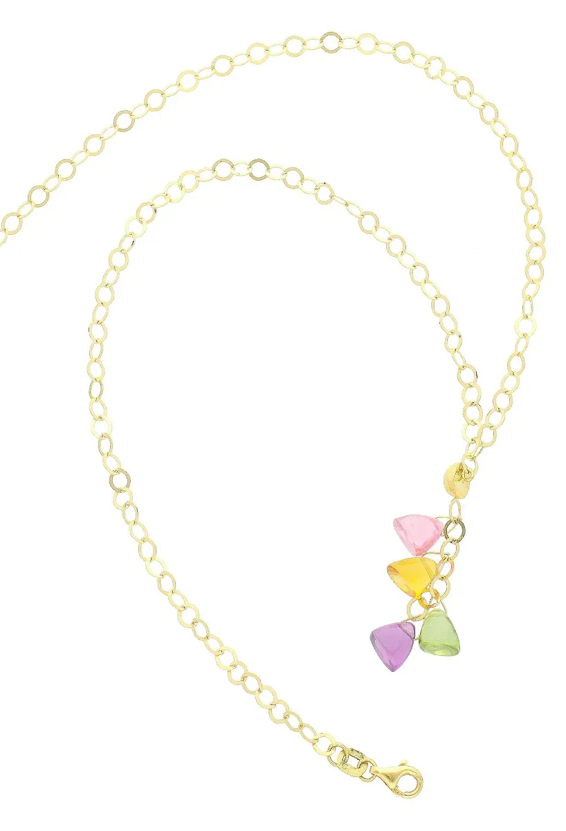 Gargantilla de oro 18 ktes. con cuarzos de colores 007_13279-1G