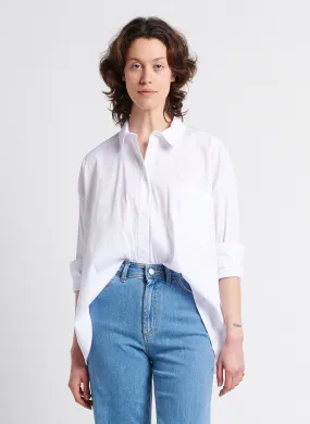 HUMILITY Camisa holgada de mezcla de algodón con cuello clásico en blanco
