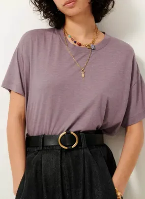 SESSUN TOO - Camiseta holgada fluida con cuello redondo en violeta