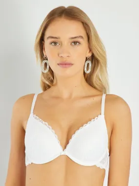 Sujetador push up de encaje - Blanco