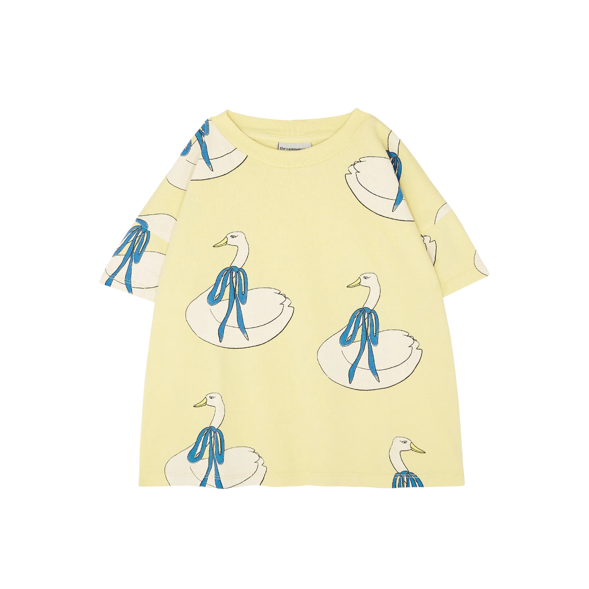 THE CAMPAMENTO Camiseta holgada de algodón estampada con cuello redondo en amarillo